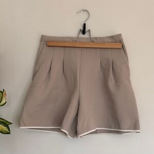 Wilfred Taupe Pleated Shorts with White Trim